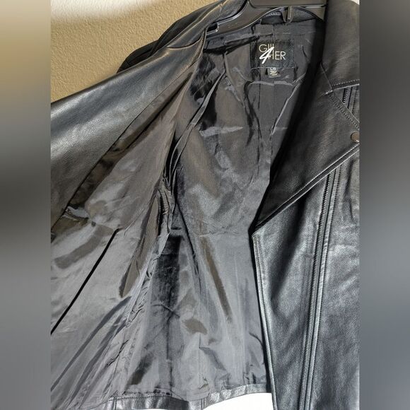 Raiders NFL Las Vegas Black Faux Leather Moto Zip Jacket Womens L NWOT - Picture 7 of 9